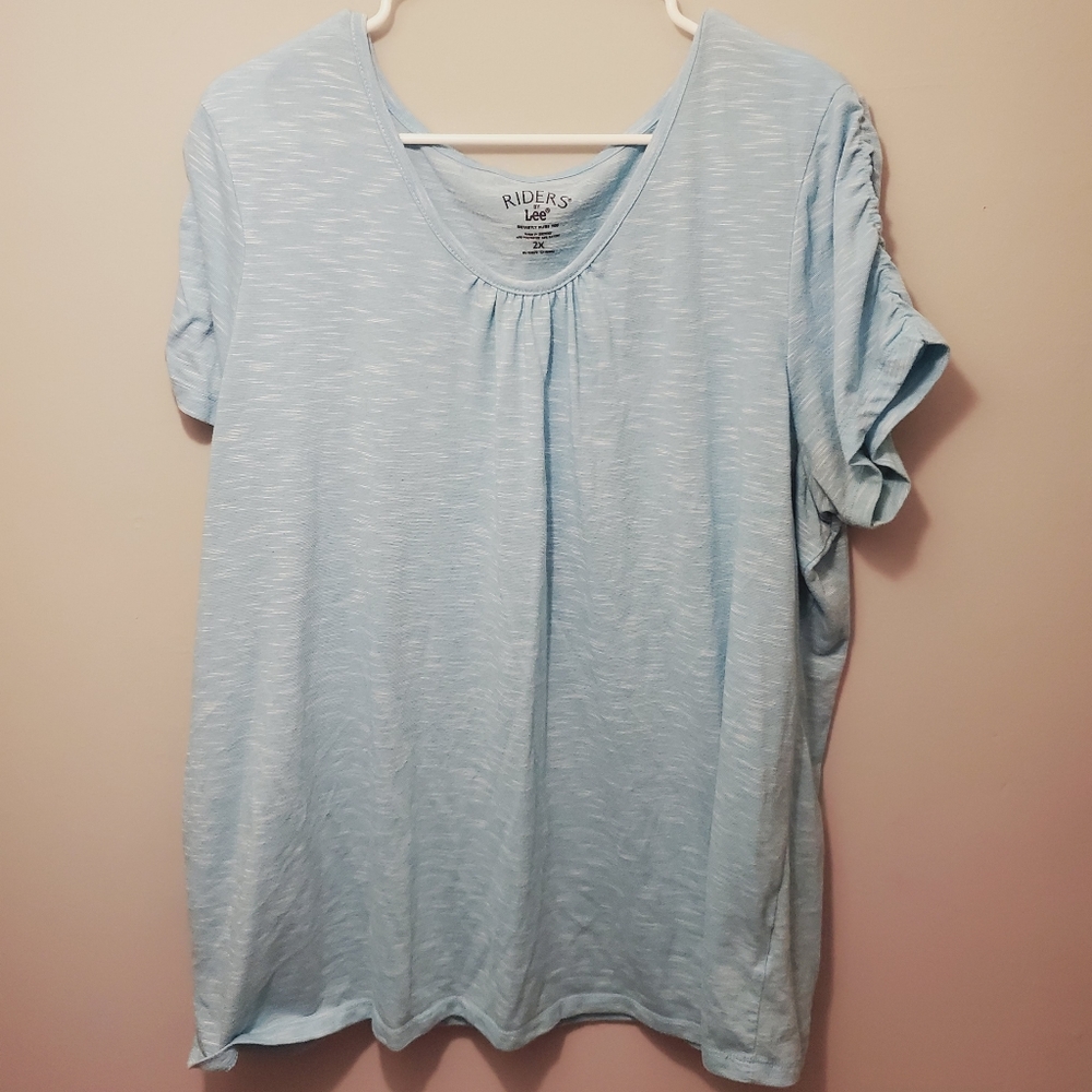 Riders by Lee Blue and White Womens 2X Top